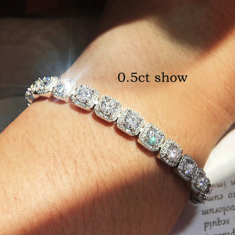 Men Women 4‑6.5mm D‑Color VVS1 Full‑Paved Moissanite Tennis Bangle Bracelet S925 Sterling Silver GRA Certified Pass Diamond Tester Classic Luxury Fine Jewelry Party Wedding Gift view 2