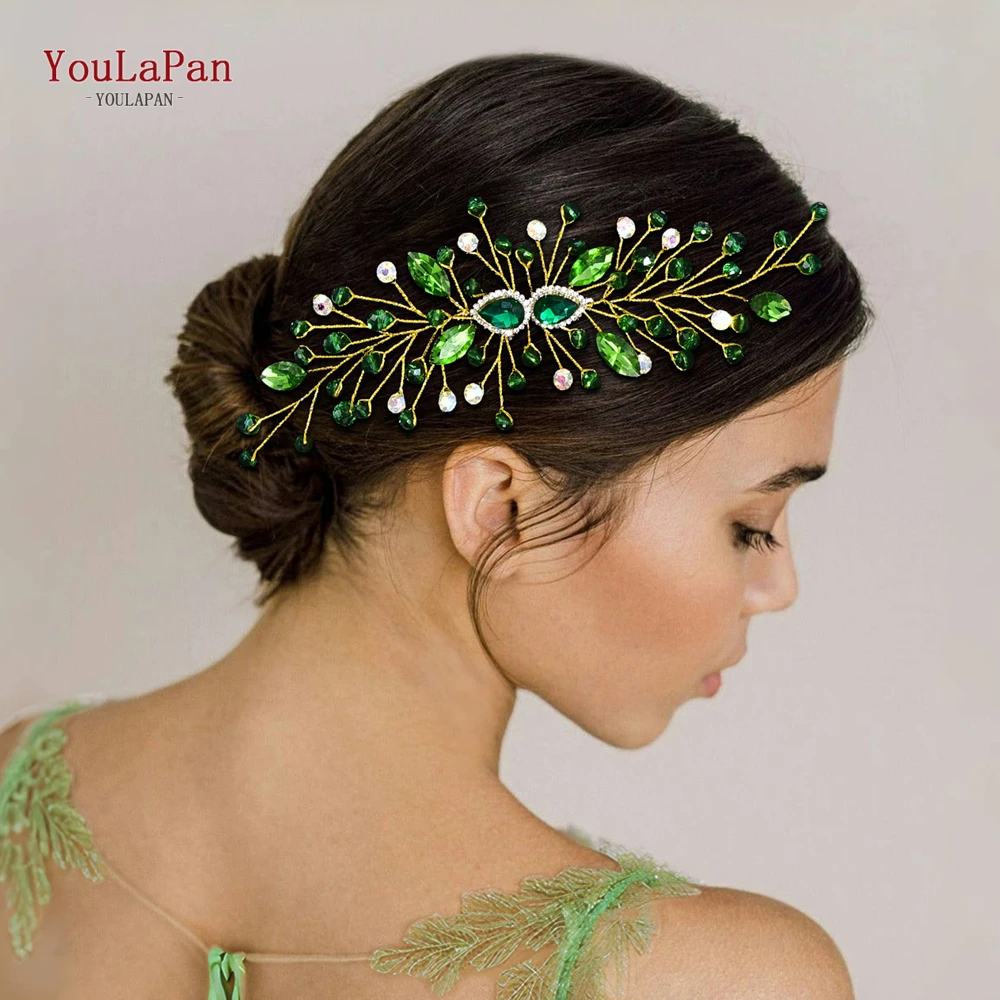 YouLaPan Splendido strass pettine per capelli spose copricapo gioielli per capelli fatti a mano donne banchetto pettine laterale copricapo ornamento HP847