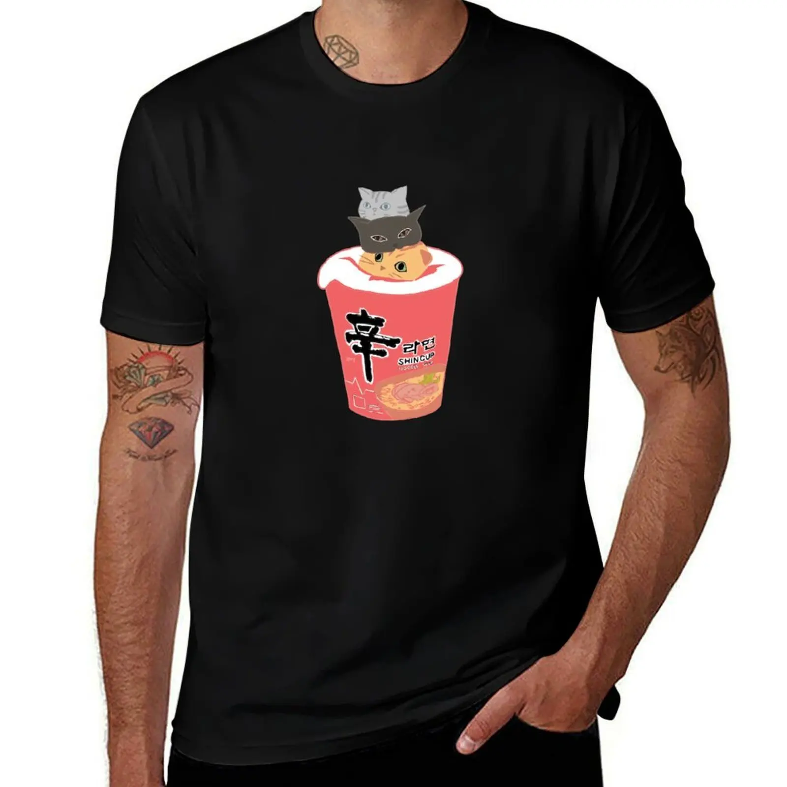 

Coloured Cup Noodles w/ Cats T-Shirt t shirt man plain t shirt man designer t shirts for man graphic tees T-shirt