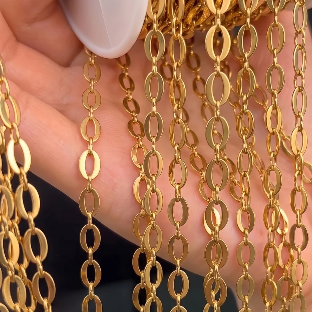 0.5meter 1meter Gold Stainless Steel Oval Paperclip Chain for Jewelry Making Chunky Chain Necklace Bracelet Bulk Chain Supplies view 3