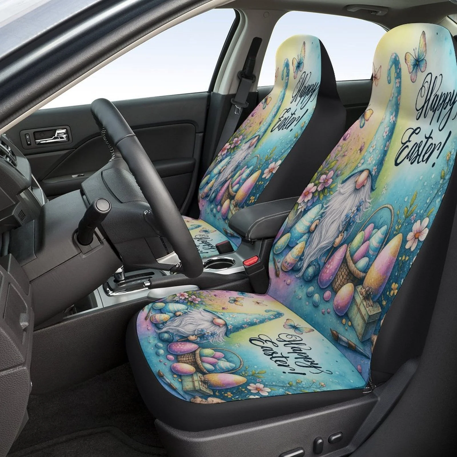 Set Of Easter-Themed Gnome Egg Car Seat Covers Suitable For Various Vehicles, Stylish And Cozy Covers For Car Seats, Complete Se