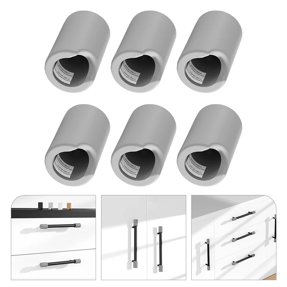 

6 Pcs Handles Soft Silicone Door Handle Protectors Protectors for Drawer Cabinet Corners Light Grey Baby Proofing Guards
