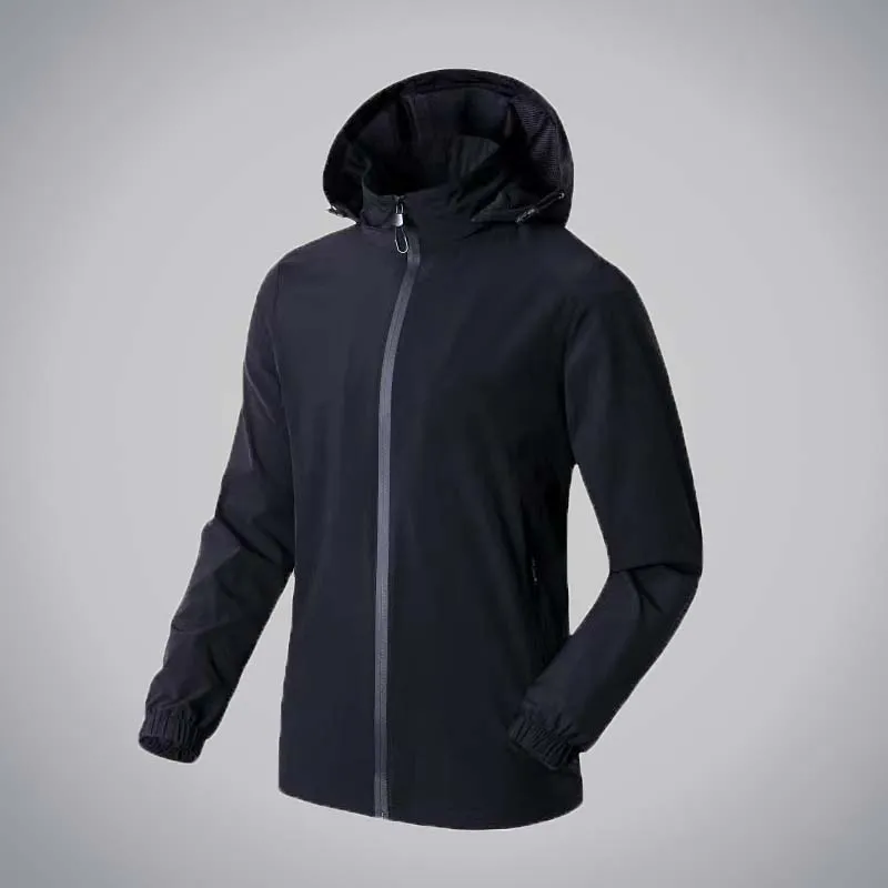 

Spring and Autumn Jackets Thin Detachable Hats Cottoned Solid Color Men Outerwear Outdoor Sports and Leisure Men's Clothing