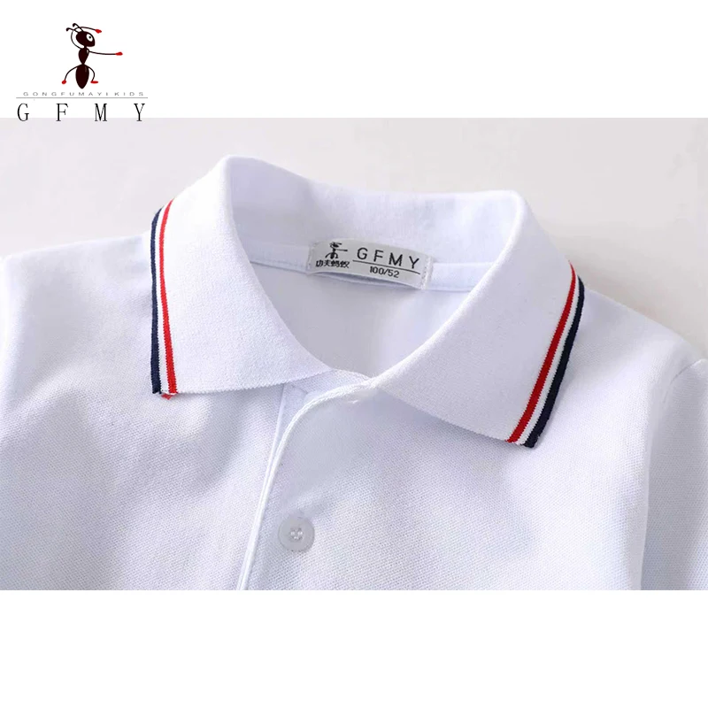 Kids Boys Lapel Short Sleeved White T-Shirt Tops Boys Summer Cotton Children\'s Polo Shirt Clothing for Boys Blouses GFMY6632
