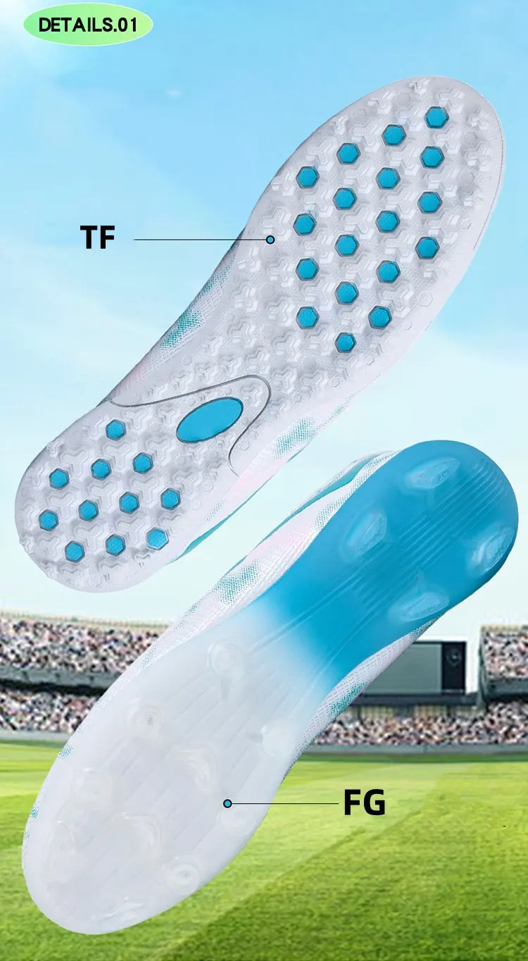 Original Marke blau Herren profession elle Fußballs chuhe Rasen rutsch feste Fußballs chuhe für Männer Schnürung Low Cut Fußball Turnschuhe männlich – Detail 6