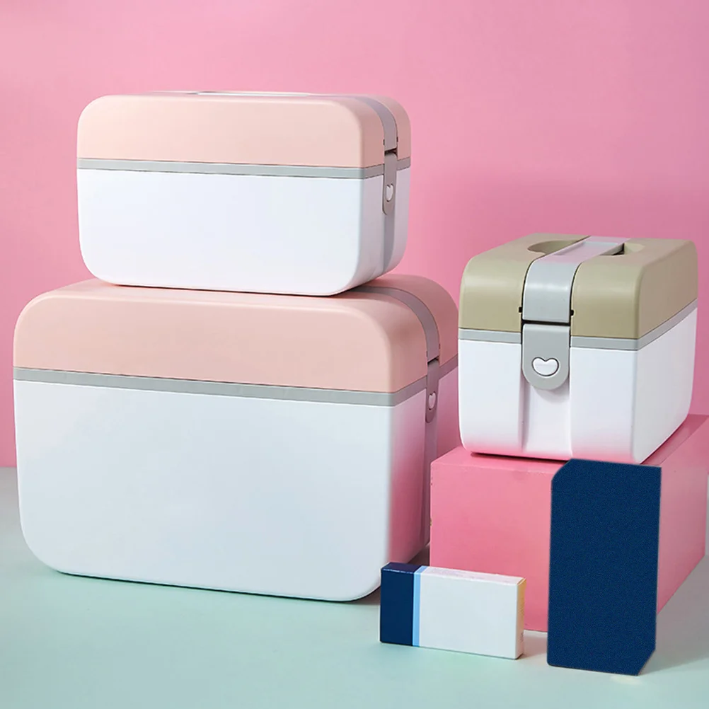 حافظة طبية بلاستيكية للطوارئ بطبقة مزدوجة صندوق تخزين متعدد الوظائف وردي 5235 حافظة طبية متوسطة محمولة لحالات الطوارئ #2