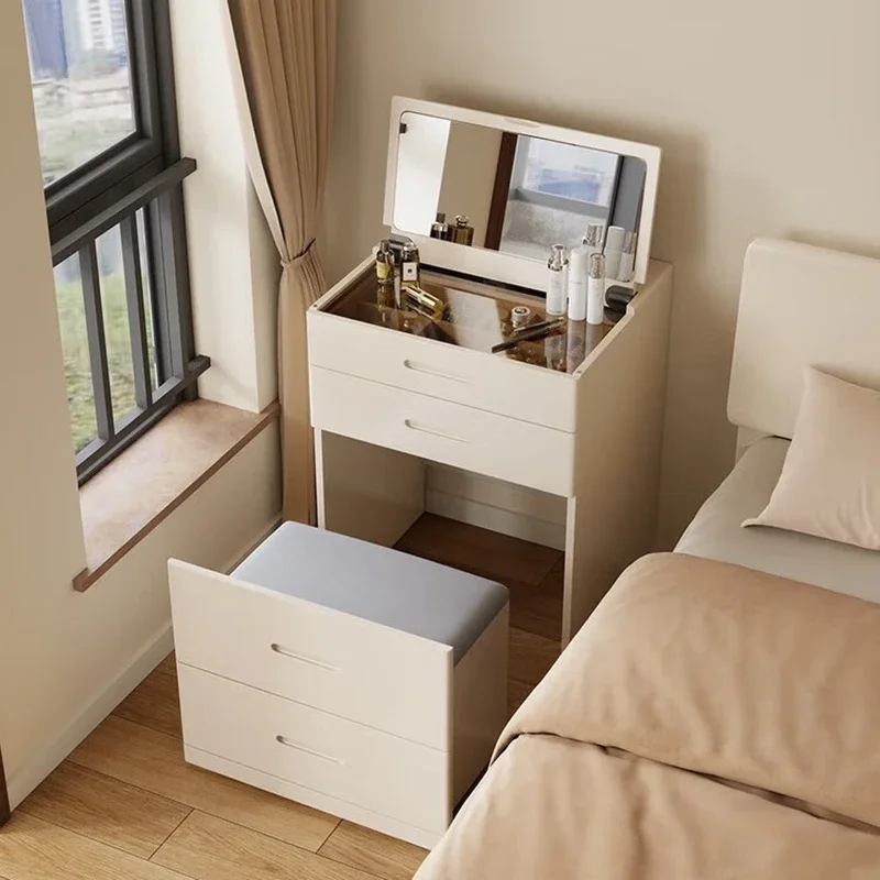 Dresser, bedroom modern solid wood dressing table, flip-top small dressing table dressing cabinet