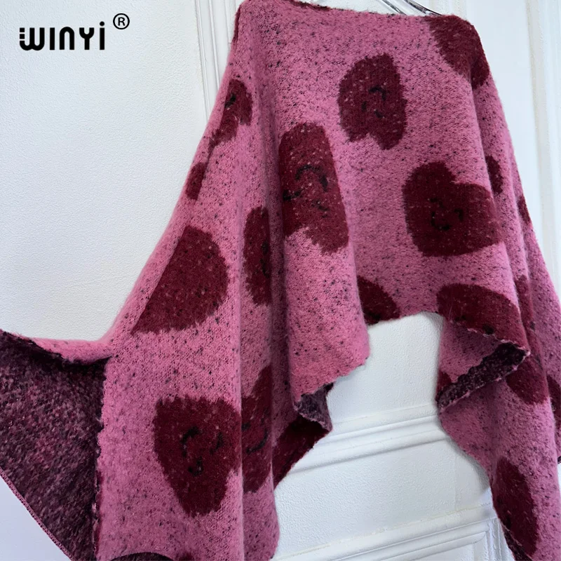 WINYI-Robe en tricot imprimé pour femme, cape ample, ponchos de fête élégants, vêtements bohèmes, mode de vacances, hiver, 550