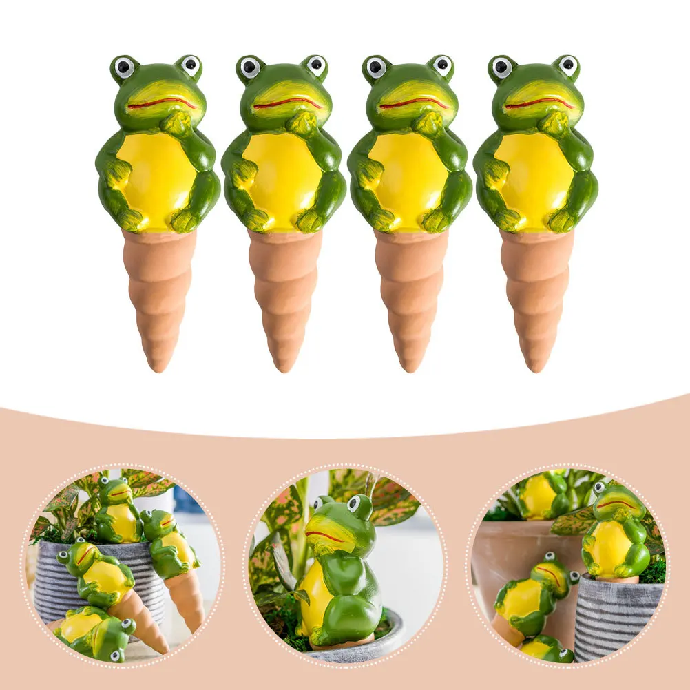

4Pcs Ceramic Self Watering Spikes Automatic Plant Drippers for Indoor Outdoor Garden Plants Frog Shape Watering Spike