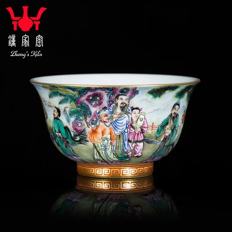 Zhongjia Kiln Porcelain Master Cup Jingdezhen High-End Enamel Color Star Birthday Celebration Tea Cup Dedicated Personal High-En