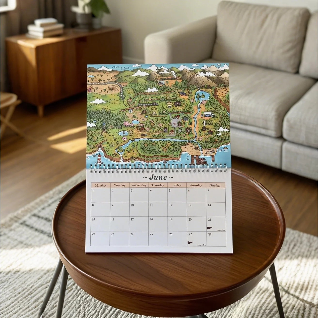 Calendario Stardew Valley 2026 sin oficial, hecho en abanico para decoración del hogar, calendario de pared, planificador 2026, calendario de decoración del hogar
