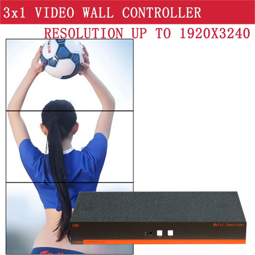 3x1 2K x 3k Video Wall Controller, 3k LCD Splicer For 3 Units, TV Wall Processer support EDGE Adjust,Resolution Up To 1920X3240