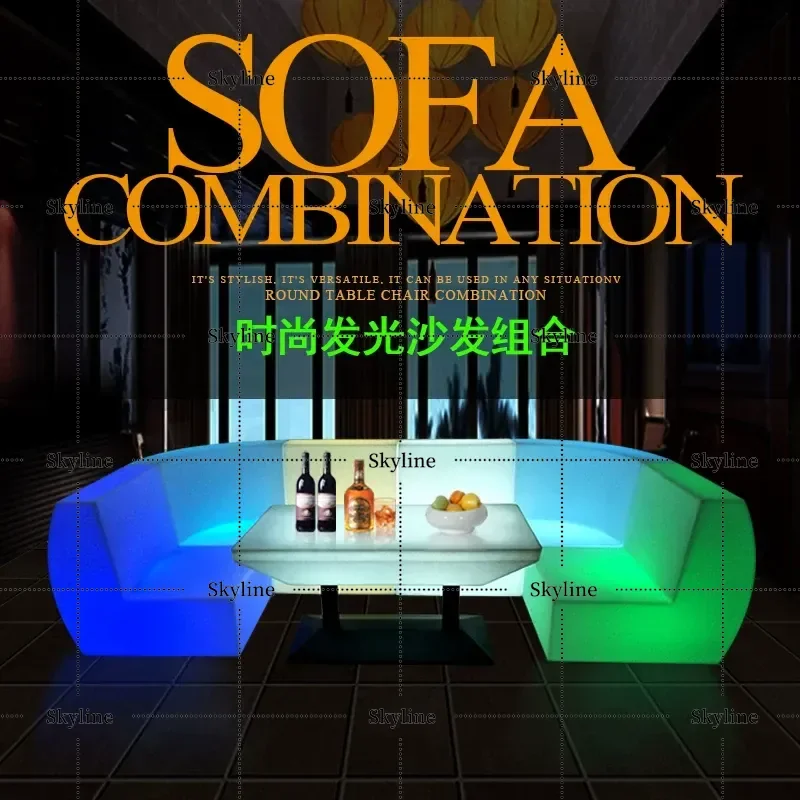 for LED Bar Chair Colorful Luminous Stool Outdoor Glowing Coffee Table with Backrest KTV Card Seat Sofa Combination