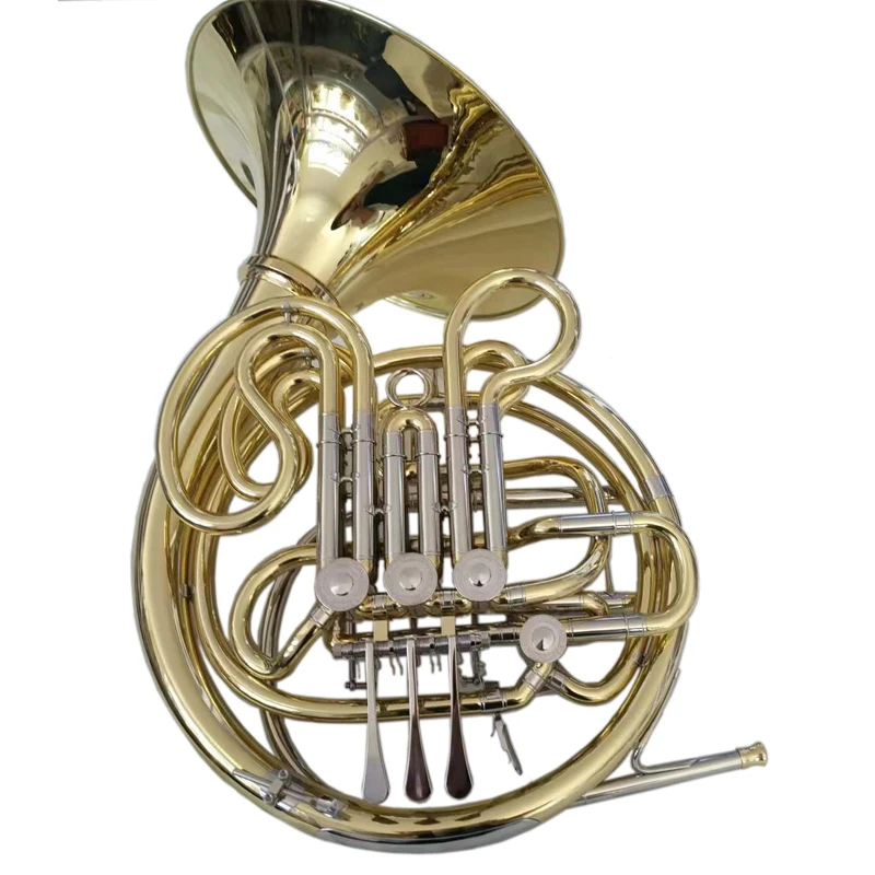 

Double French Horn Musical Instruments 4 Valves Divided Bell with Case and Mouthpiece