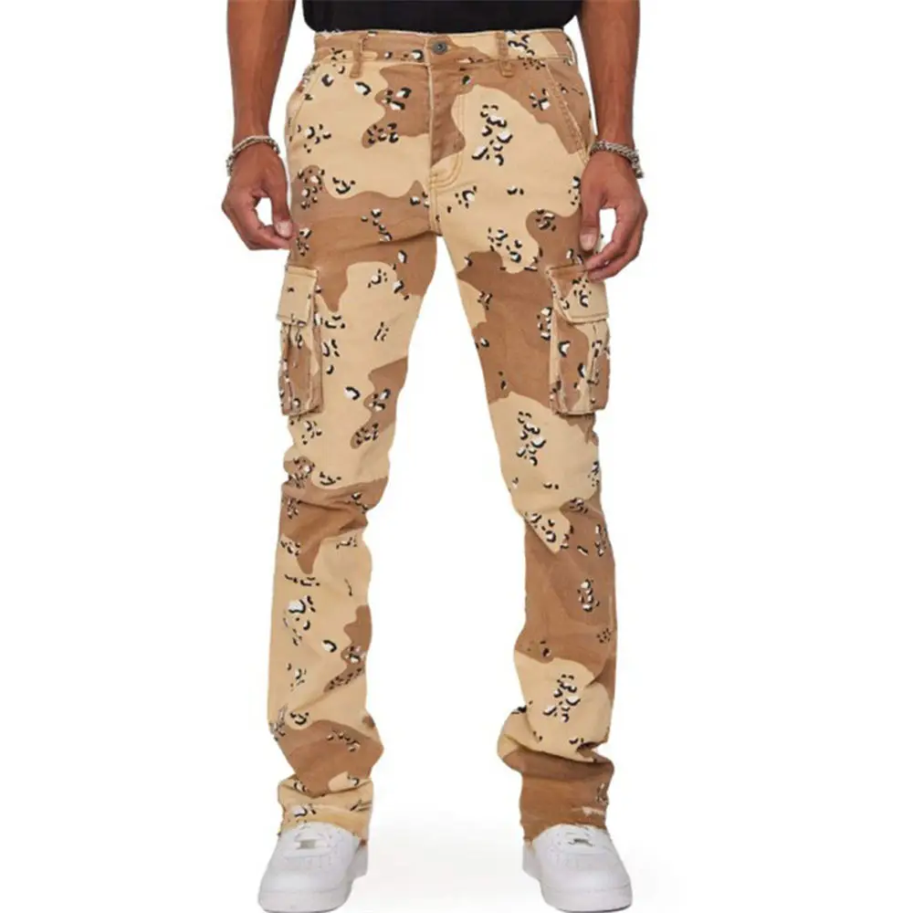 

2023 Camo Cargo Pants Large Size 3XL Straight Trousers Camouflage Print Large Pockets Streetwear Popular Bottoms