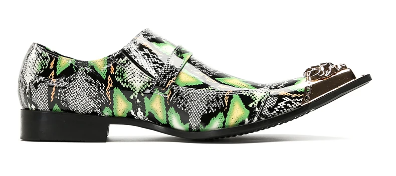 Herrenschuhe aus echtem Pythonleder, formelle Anzugschuhe mit Metallketten-Dekor, luxuriöse Modeschuhe für Frühling und Herbst, Business-Bankett-W – Detail 16