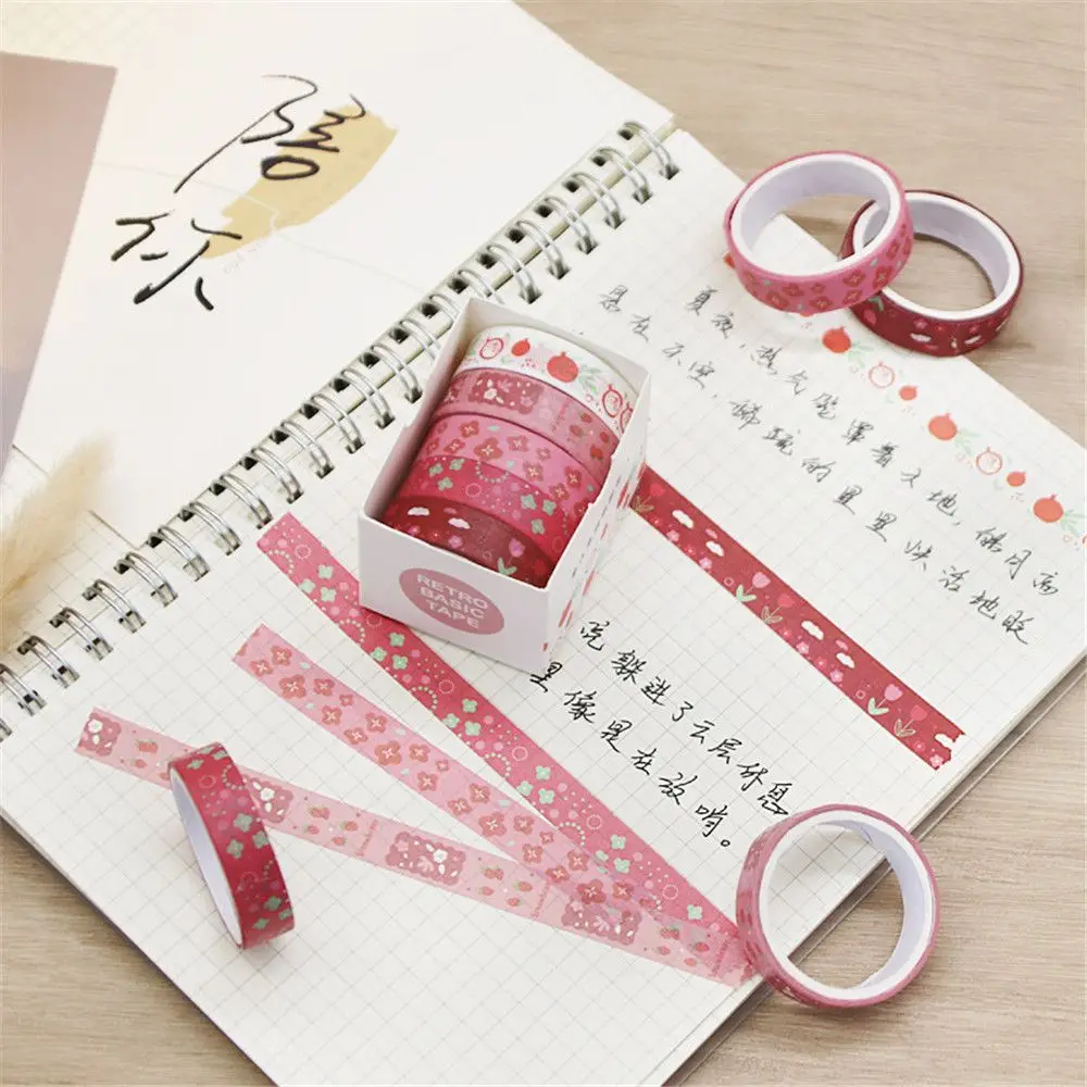 5Rolls/box Cute Stationery School Decorative Scrapbooking Adhesive Masking Tape Washi Tape