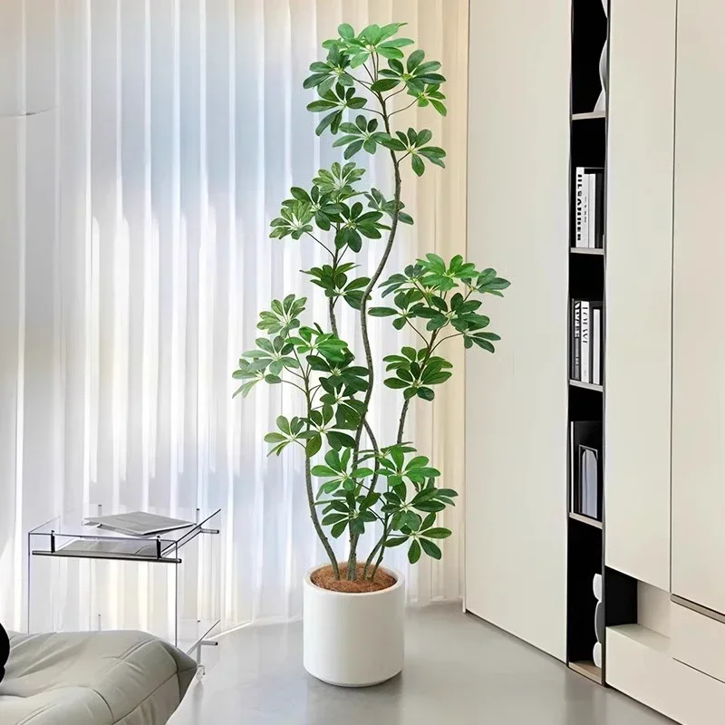 

Simulation green plant high-end light luxury bionic duck foot wood indoor living room sofa side large potted plant floor fake