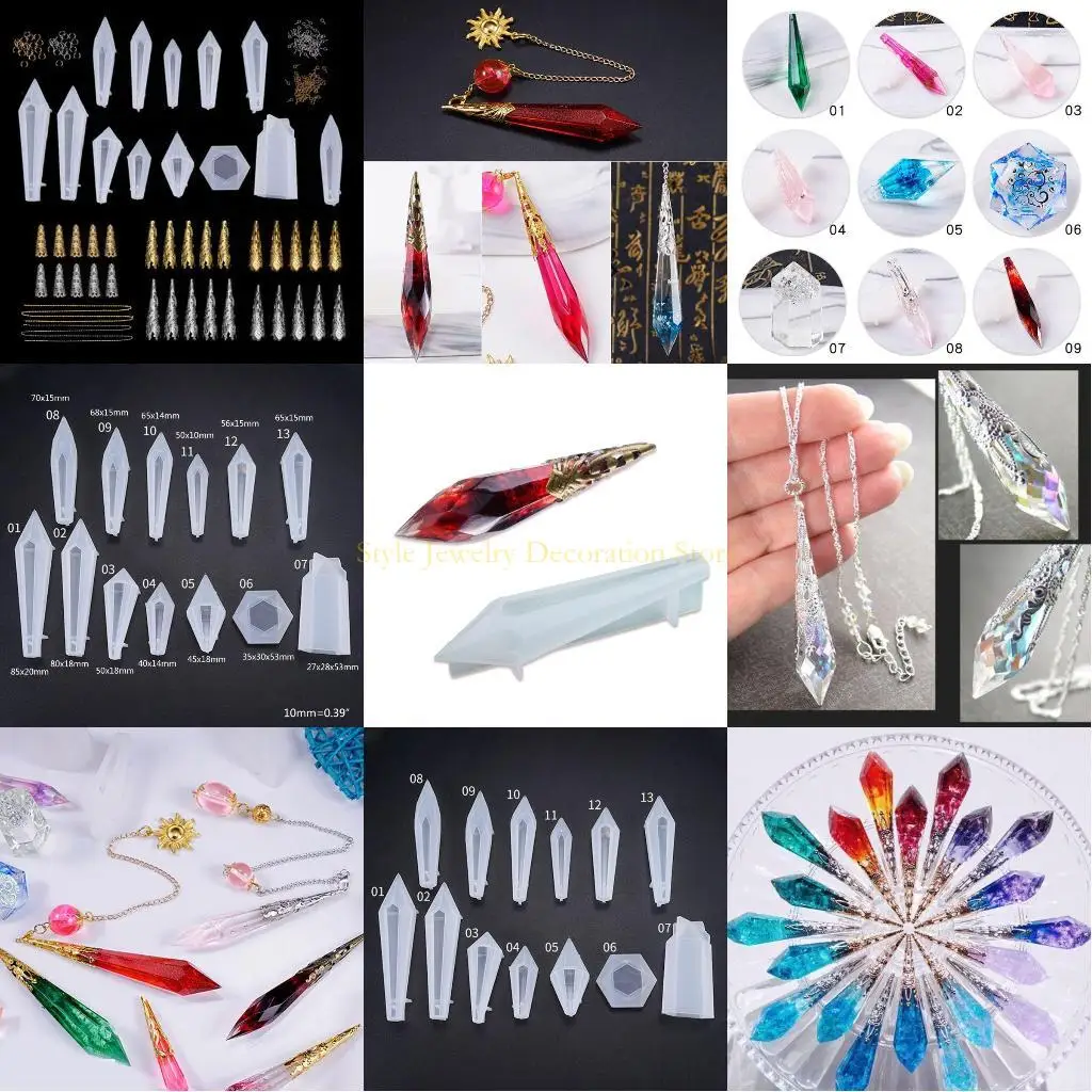 

D46E 1 Set Crystal Эпоксидная смоля для формы маятника литья силиконовые плесени