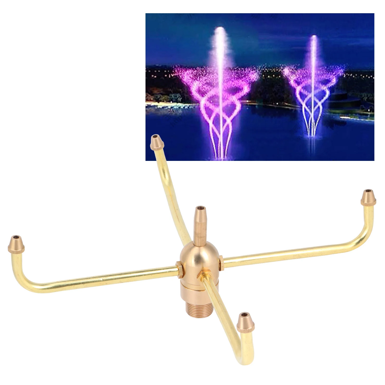 Fountain Sprinkler G1/2 Female Thread G3/4 Male Thread 4 Arm Rotate Water Fountain Nozzle Spray  Sprinkler for Garden Pond