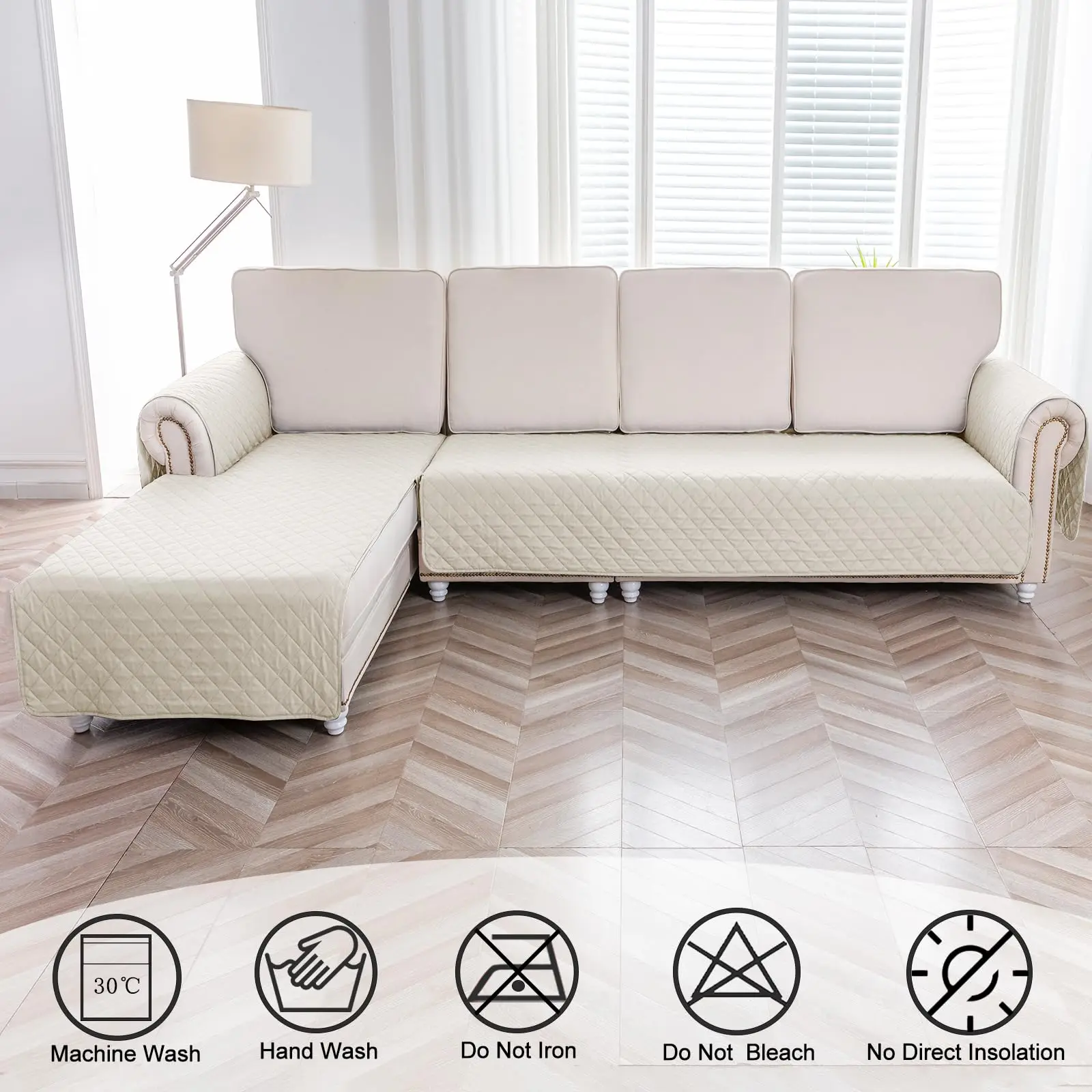 

Sectional Couch Covers Waterproof L Shape Sofa Cover 2pcs Reversible Couch Slipcover with Chaise Lounge Cover Durable for Pets