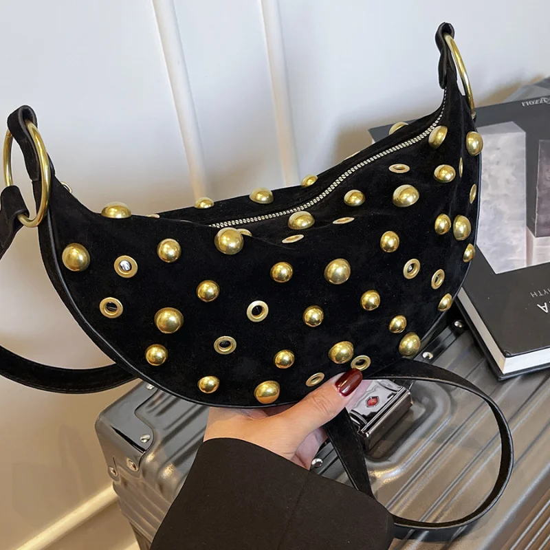 

Leather Rivet Women's Bag Punk Style Fashion New Single Shoulder Underarm Crossbody Bag