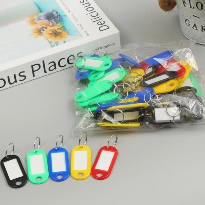 50 Pcs/Set Keychain Label Luggage Keys Identifiers with Split Ring