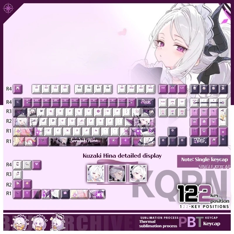 

Sorasaki Hina Anime Keycap For Mechanical Keyboard Anime Peripheral Side-Engraved Translucent Custom PBT Keycaps Cherry Profile