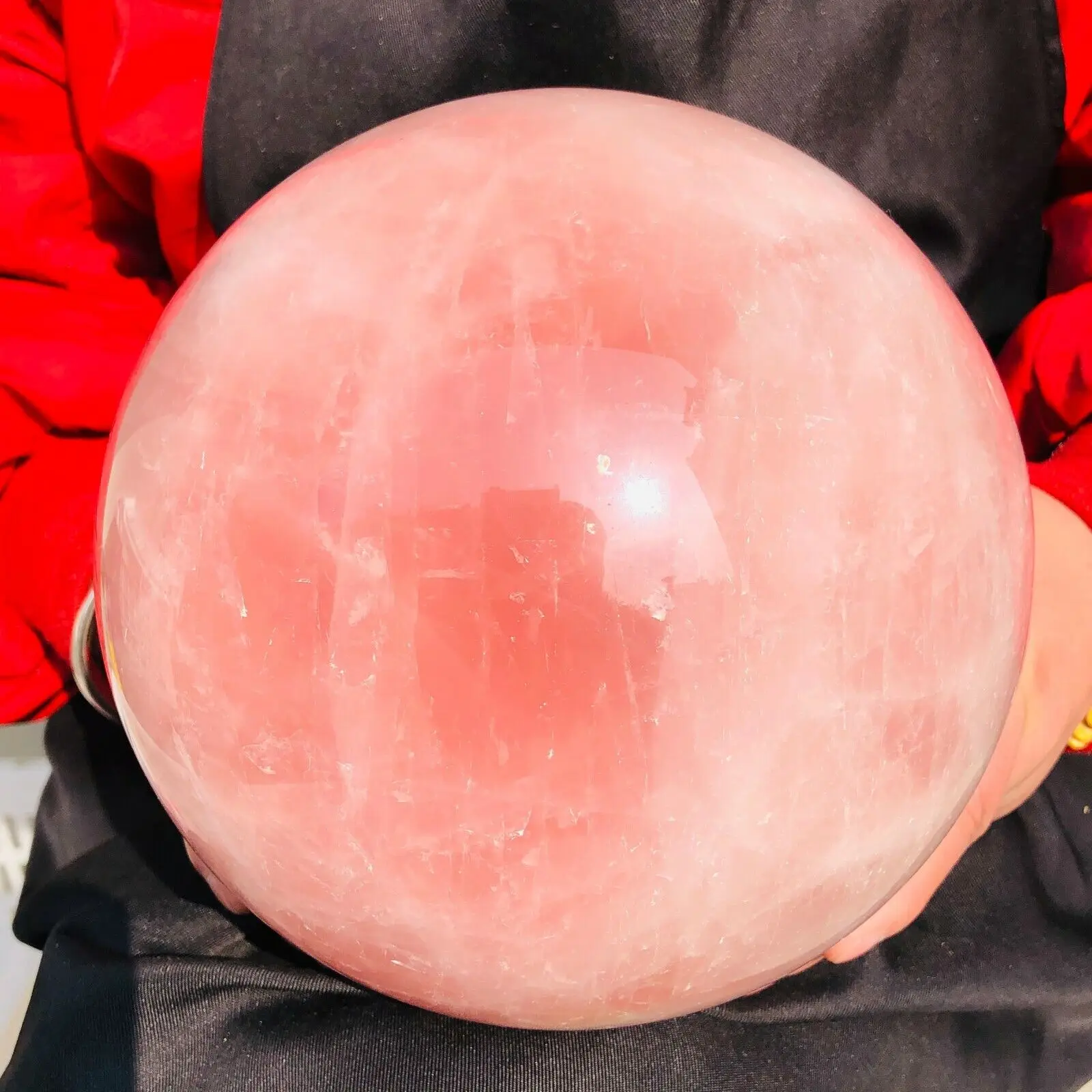 Super Beautiful Natural Pink Rose Magic Quartz Healing Reiki Ball Home Yard Decoration