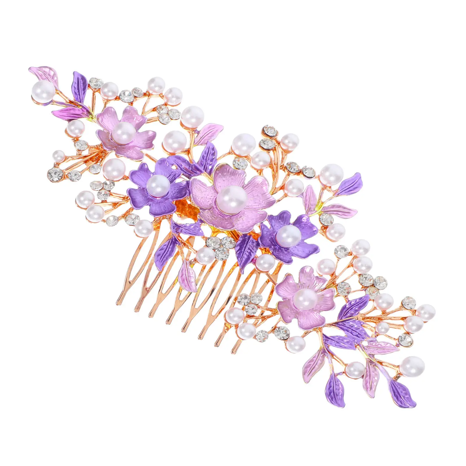

Pearls Wedding Hair Comb Floral Bride Hair Pin Bridal Headpiece Elegant Hairstyling Accessories for Brides Bridesmaids Prom