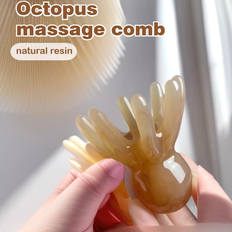 

Octopus Head Massage Comb Artifact Head Therapy Meridian Brushing Massage Stick Claw Wide Teeth Comb Octopus Portable