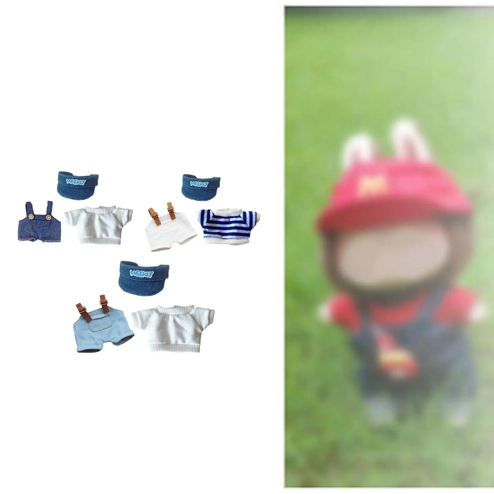 

15 cm 17cm Plush Doll Clothes Photo Props Dress up Pretend Play DIY Fashion Doll Overalls Doll Outfit No Doll Included for Kids