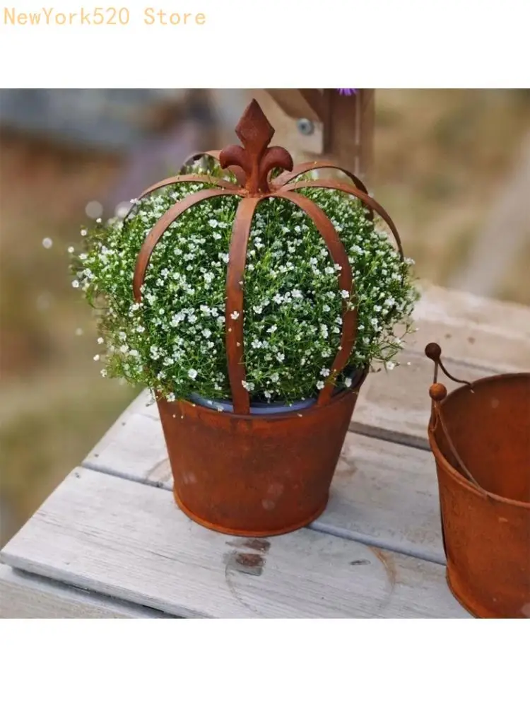 Royal Themed Iron Plant Pot Container With Antique Rusty Finish Suitable For Home And Cafe Decoration Indoor Outdoor Use N84C