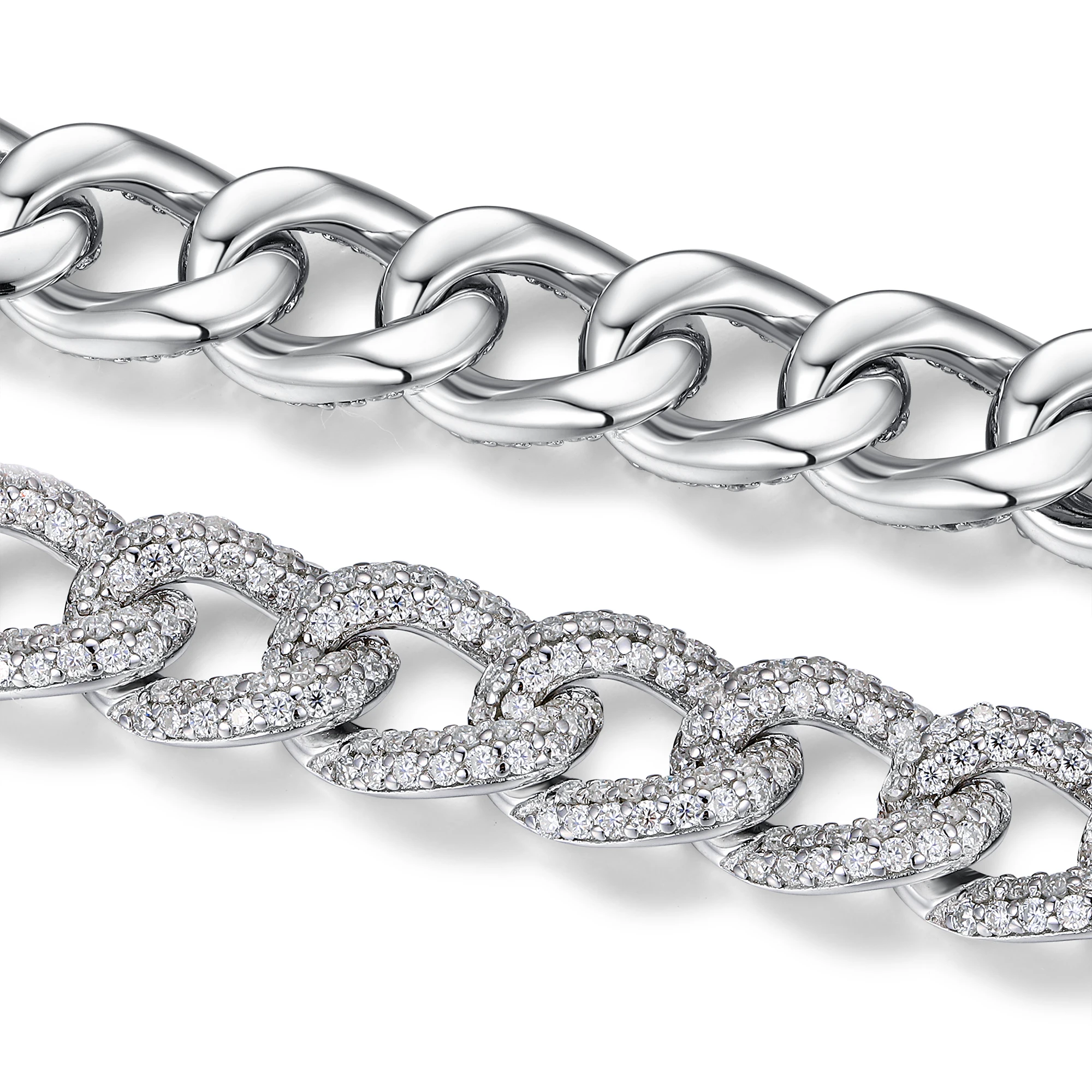 

Factory Wholesale 925 Sterling Silver 8.4 mm Hip Hop Jewelry Moissanite Cuban Bracelet for Men Cuban