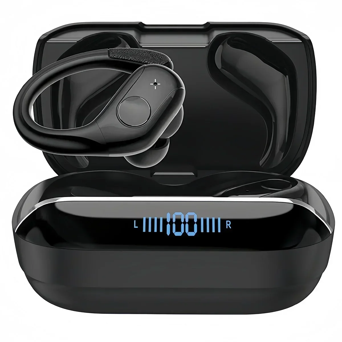 

Sport Wireless Earhook Bluetooth Earphones HiFi Stereo Noise Cancelling Headset with EMC Mic, Secure Fit for Running Gym Workout