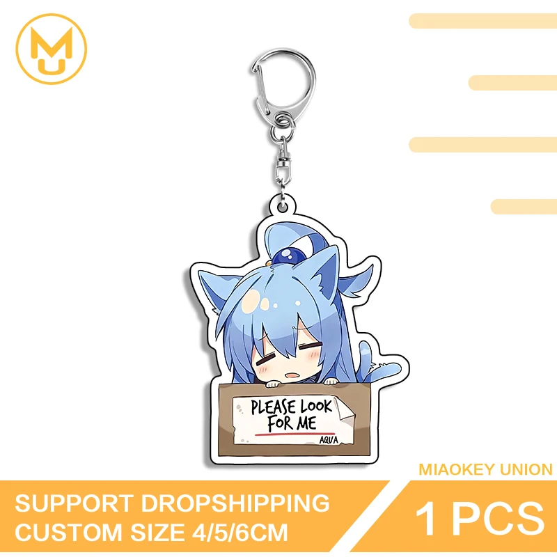 Aqua Konosuba In The Box Lovely Cats Ears Girl Double Sided Acrylic Keychain Cosplay Innovative Creative Costumes DIY Props