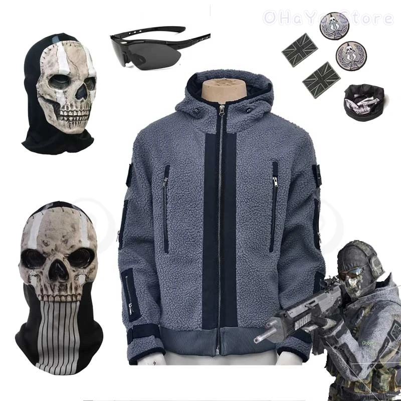 Call of Duty Cosplay Jacket TF141 Team Uniform Ghost Combat Suit Men Hoodies Glasses Halloween Costumes Ghosts Skeletons Masks