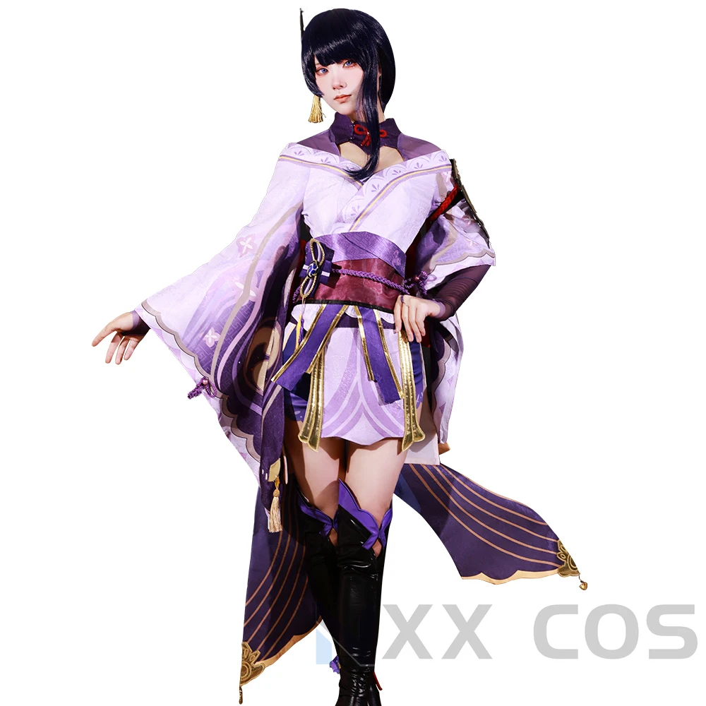 Game GenshinImpact Raiden Shogun Beelzebul Raiden Ei Cosplay Costume Role Play Comic Con Dress Hallowmas Wigs Animation Prop