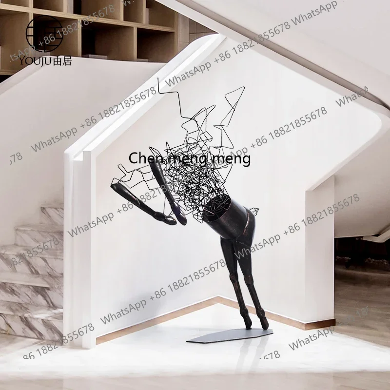 A74Stairwell Entrance Floor to Floor Artwork Abstract Geometry Deer Hotel Decoration