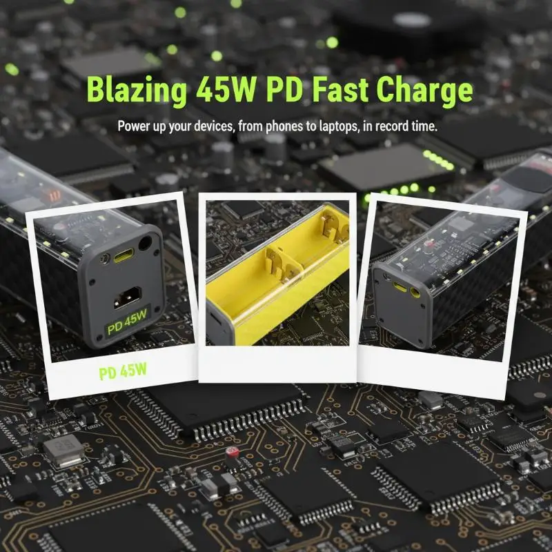 PD45W 8-Cell 18650 Power Bank Shell Weld-Free Battery Case Dual USB Type-C Output Housing