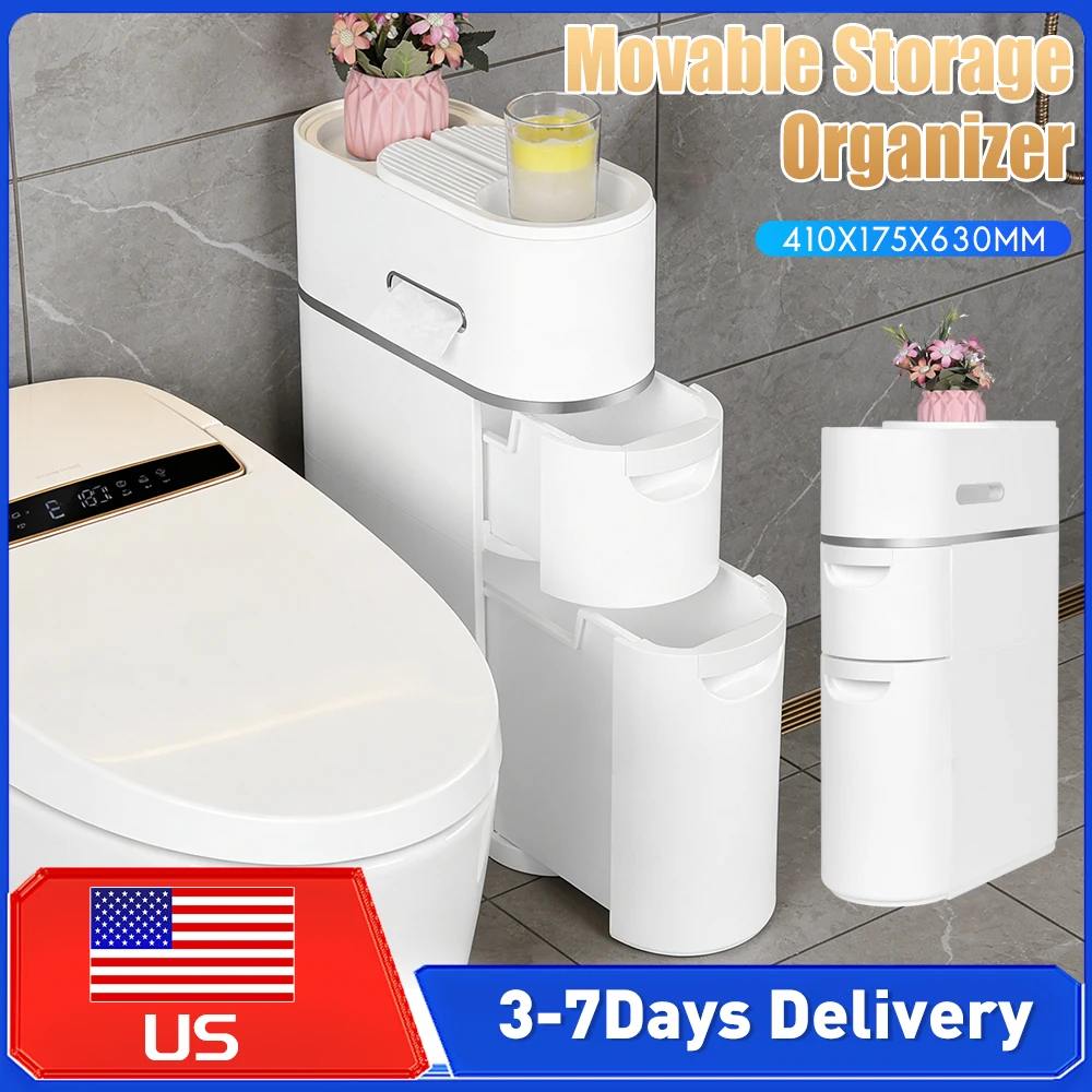 

Узкий пластиковый шкаф для хранения с 5 ящиками, водонепроницаемый, на колесиках, для ванной комнаты, напольный, не требует сборки, для дома