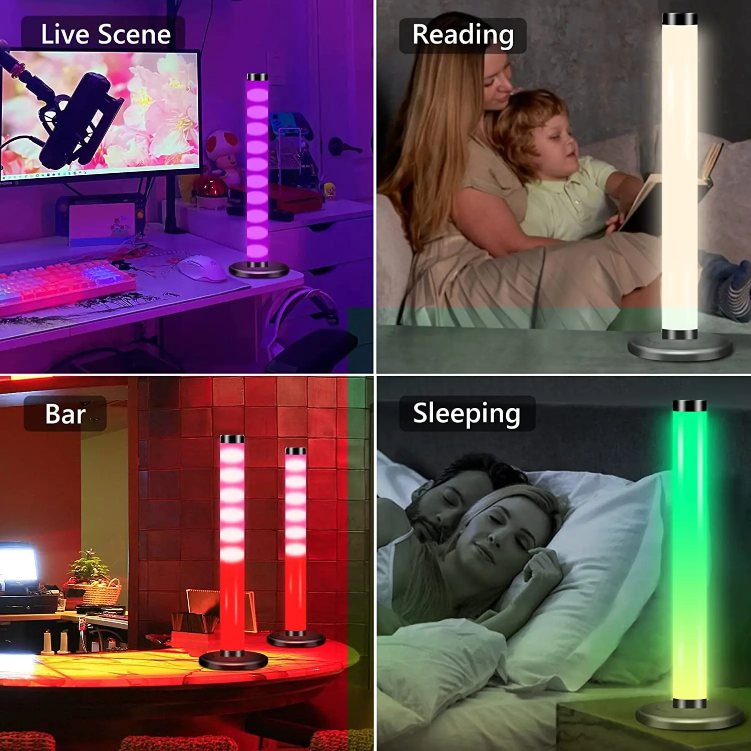 Smart 360° LED Light Bar Bluetooth RGB Atmosphere Lamp Music Sync TV Computer Gaming Light Room Decoration Nightlights Desktop