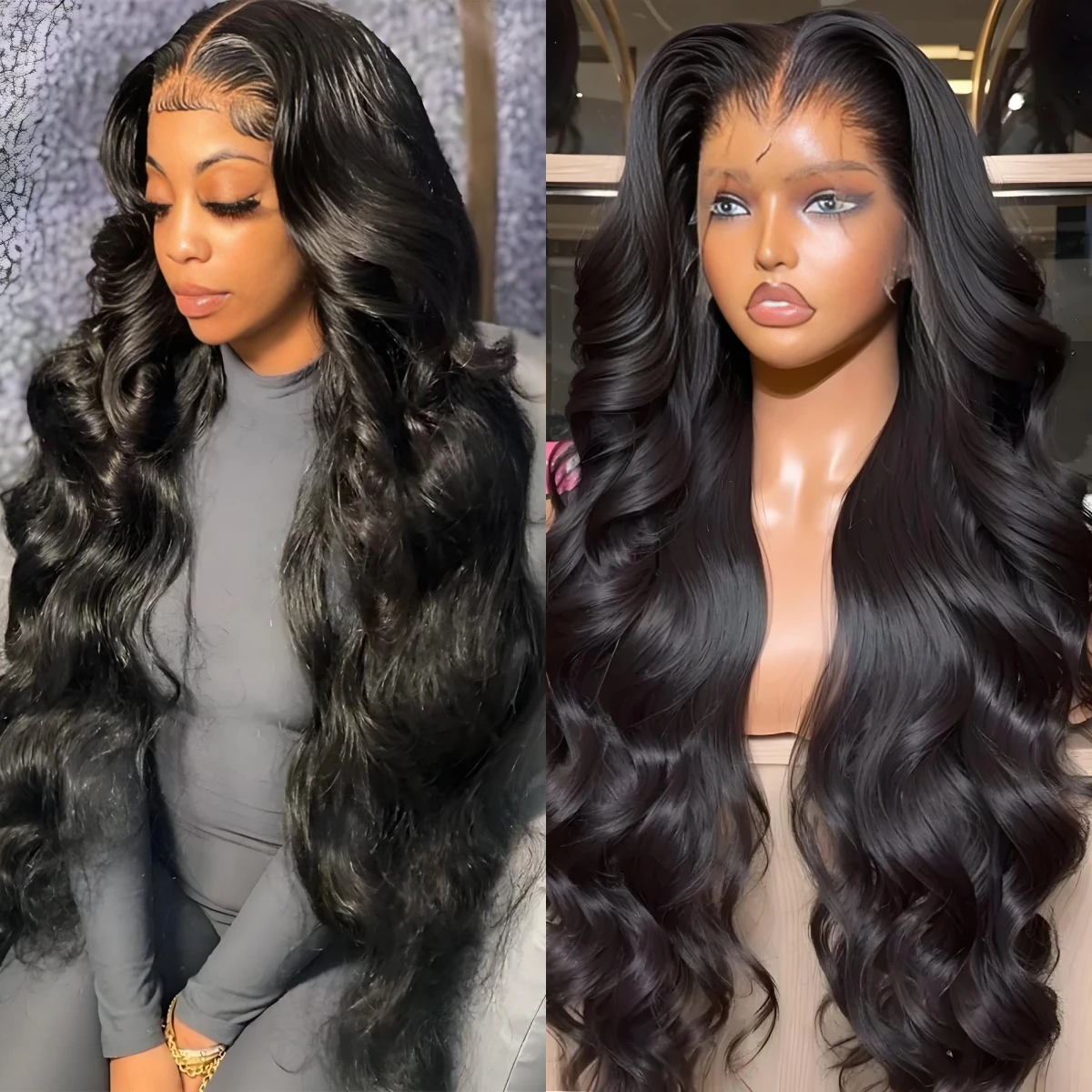 

200 Плотность Объемная волна 13x6 Глубокая волна Hd Человеческие волосы Парик фронтальной части 40 дюймов Прозрачный предварительно выщипанный парик фронтальной части шнурка человеческих волос