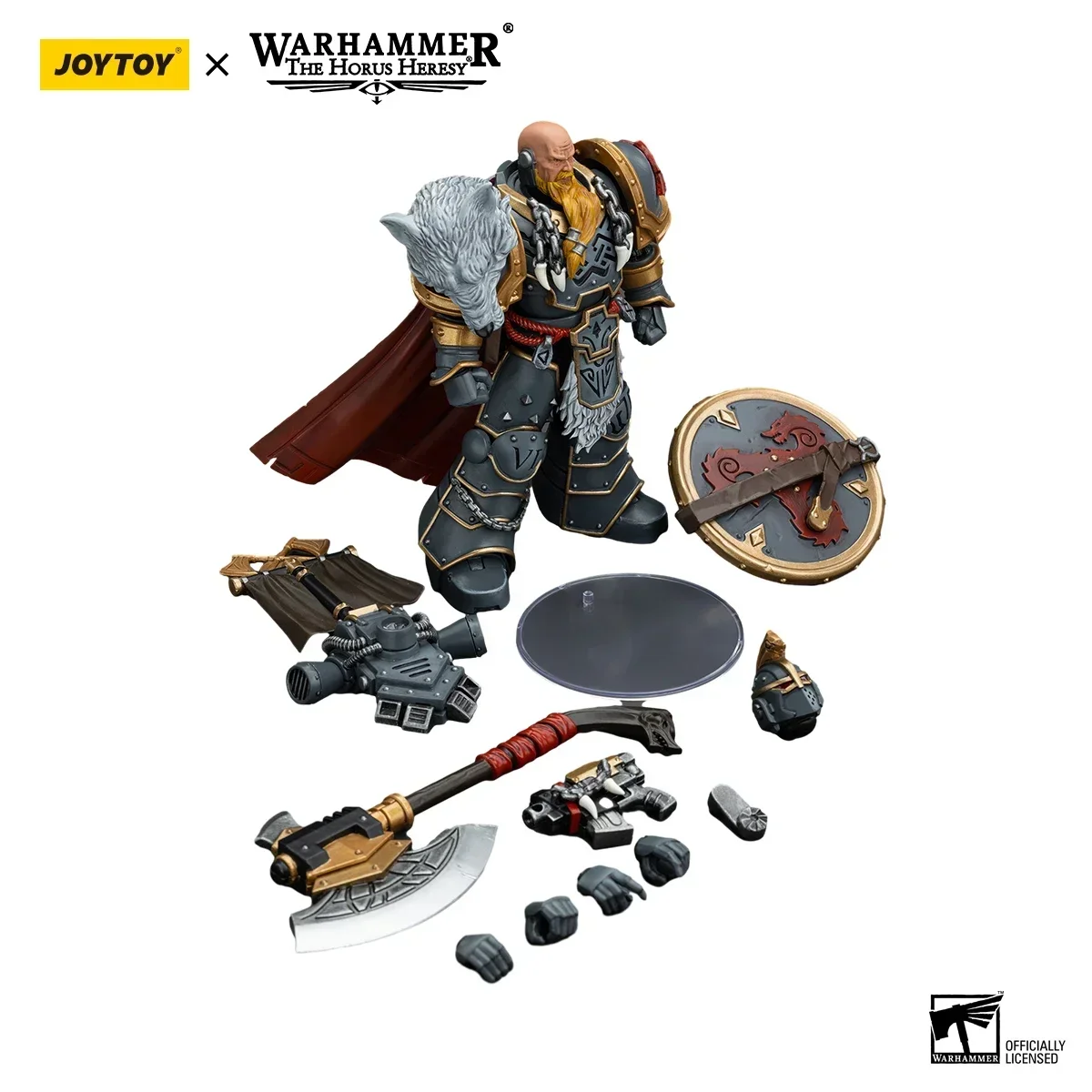 JOYTOY Warhammer 40K 1/18 شخصيات الحركة ذئاب الفضاء Legion Praetor مع فأس الطاقة ودرع القتال نموذج اللعب الهدايا في الأوراق المالية