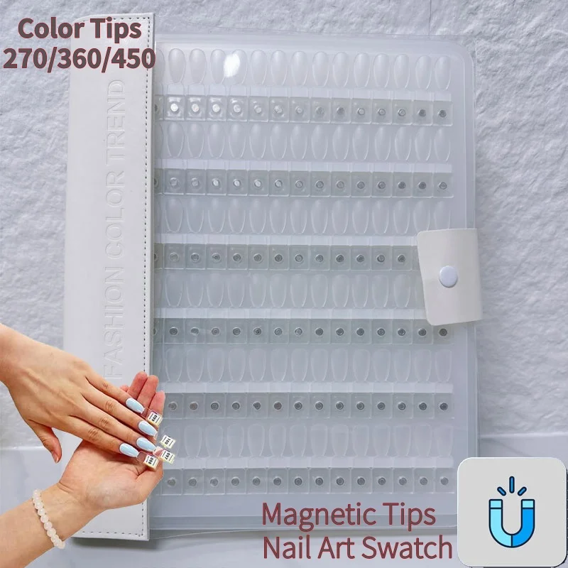 240/180 Colors 2.0 Upgraded Magnetic Tips PU+Acrylic Nail Art Swatch Book Gel Polish Testing Sampler Manicure Works Display Card