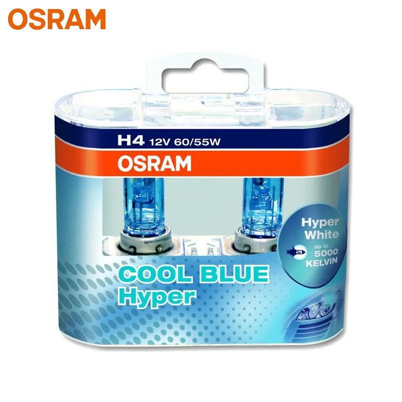 OSRAM H4 9003 HB2 Halogen Headlight Car Light 5300K Original Genuine 12V 62193CBH Cool Blue Hyper White 55/60W (Pair)