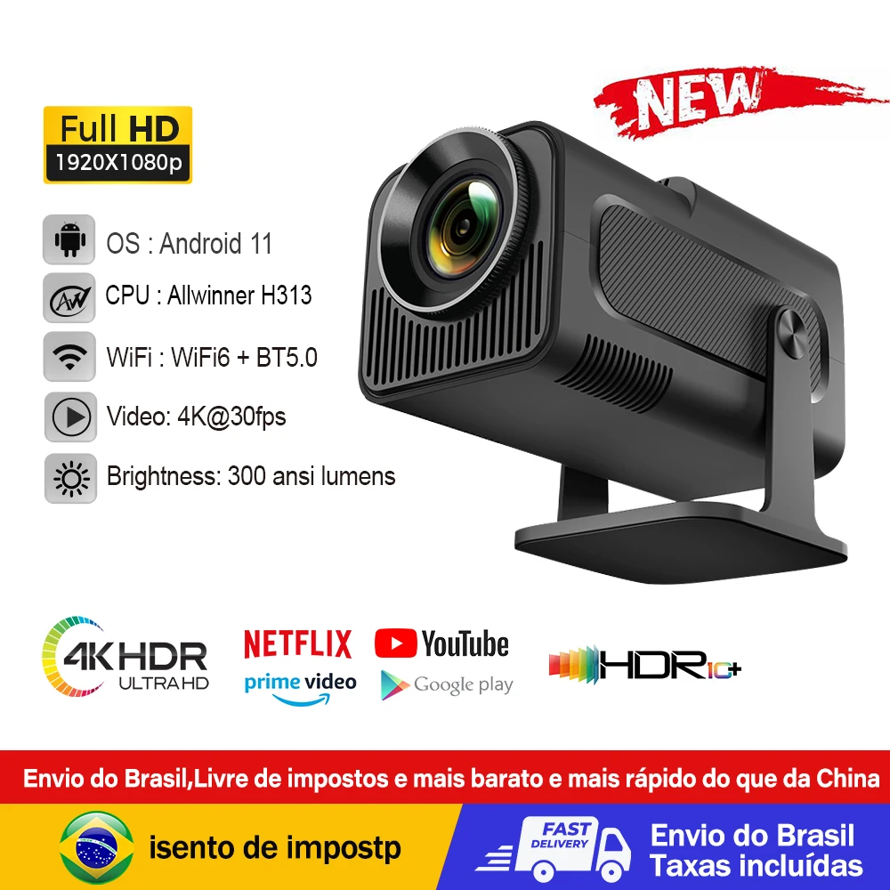 

HY320 LCD Projector 4K Android 11 390ANSI Native 1080P Dual Wifi6 BT5.0 Cinema Outdoor Portable Mini Home Projetor PK HY320MINI