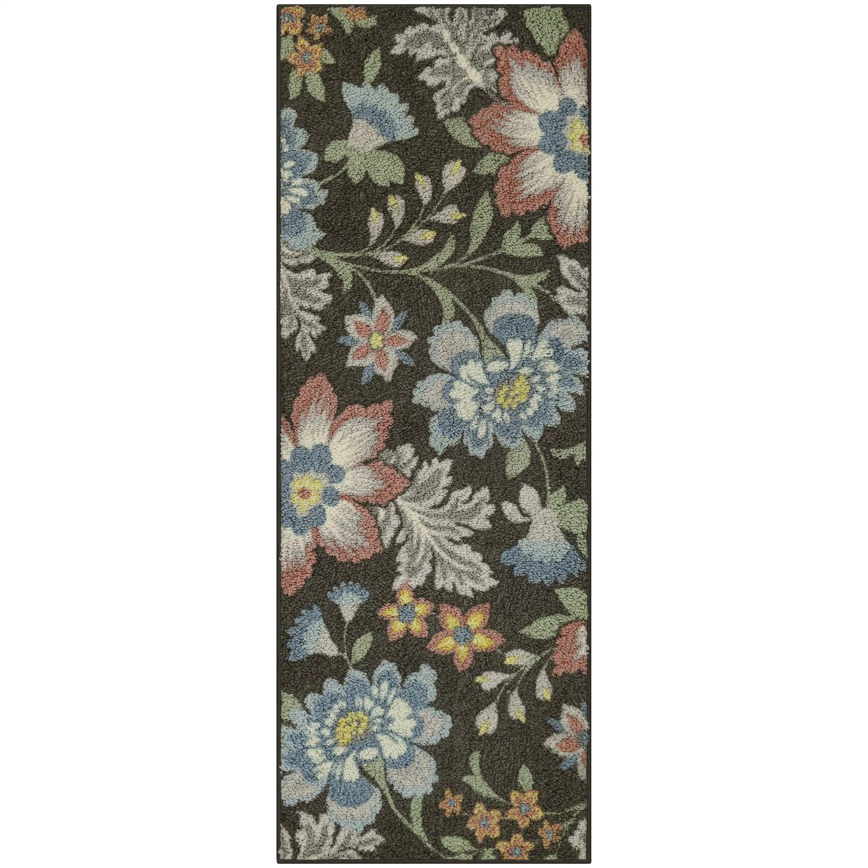 

Farmhouse Oversized Floral Gray Indoor Hallway Runner Rug, 2'x6'