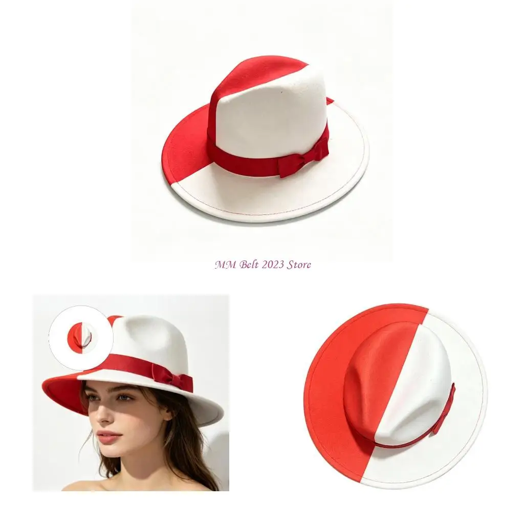 

49ME Double Color Cloche Hat Top Hat Classical Gentleman Design Multiple Occasion