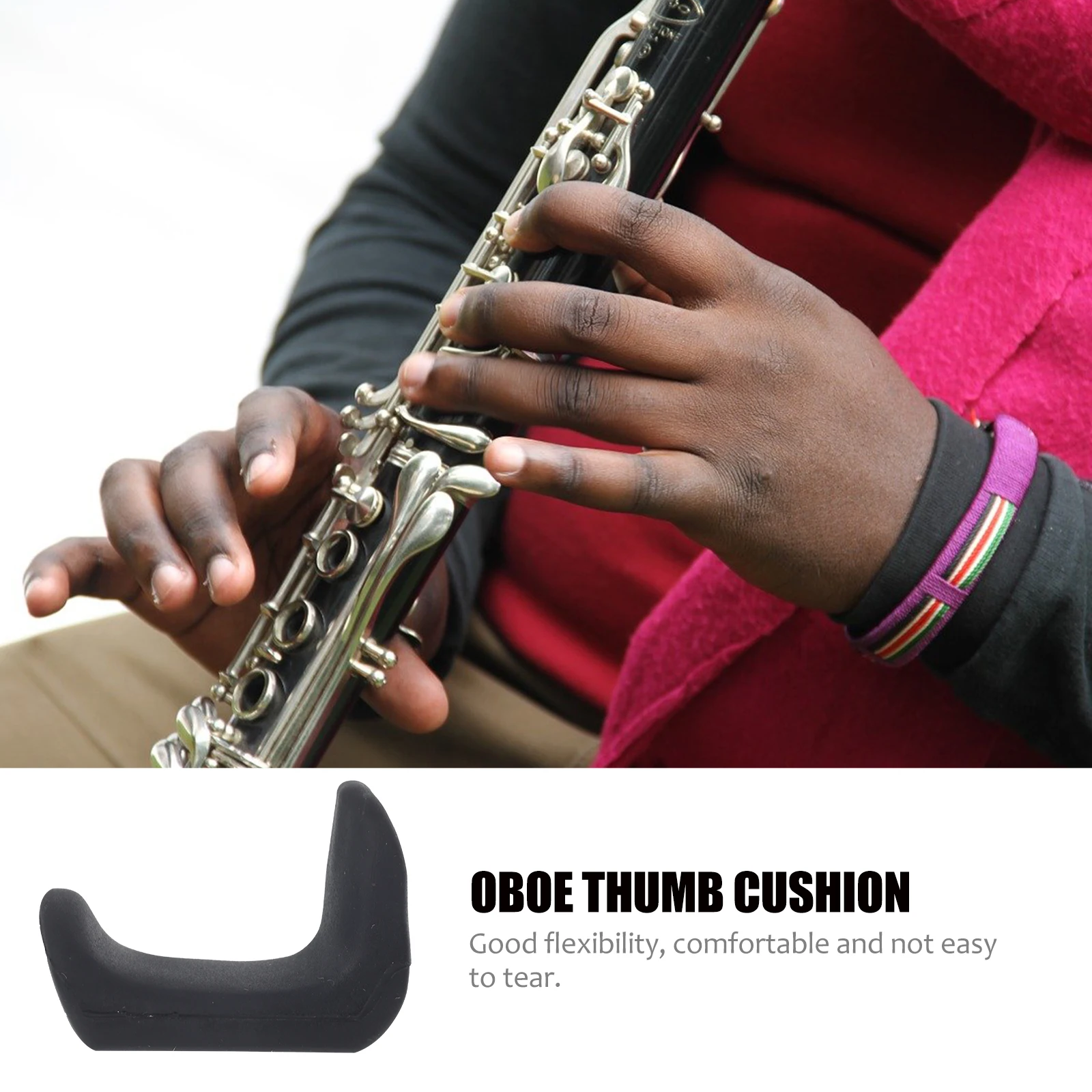 

2Pcs Black Rubber Clarinet Thumb Rests Professional Oboe Thumb Protectors Ergonomic Comfortable Durable Support